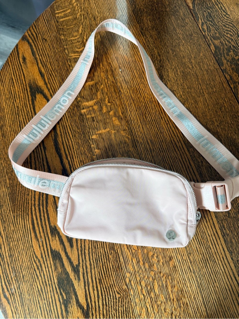 lululemon athletica Pink and Light Blue Logo Strap Belt Bag